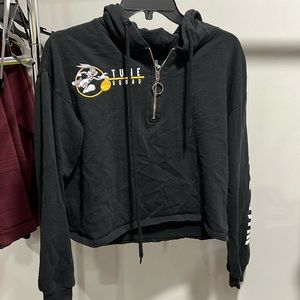 Cropped 3/4 zip hoodie